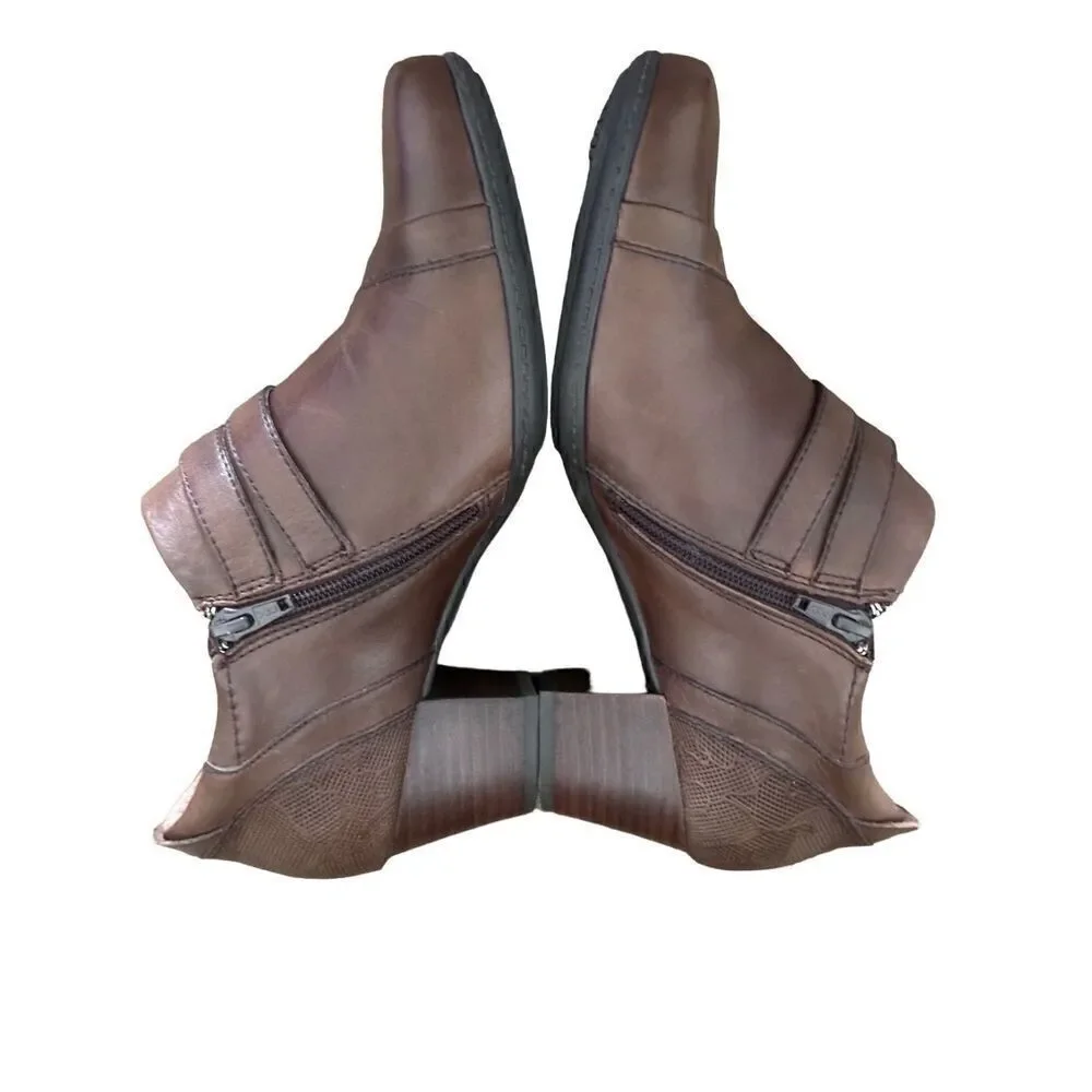 Earth Calgary Toronto Bark Brown Leather Ankle Boots Size 10M